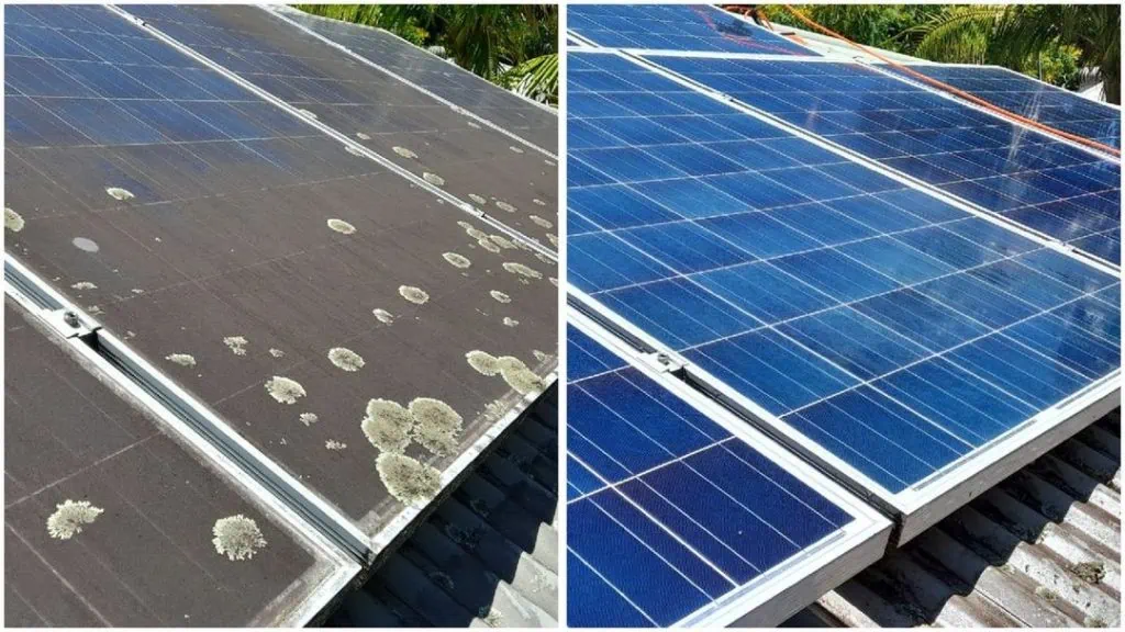 The same solar panel after cleaning, with clear glass